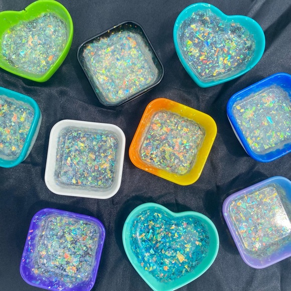 Holographic Trays - Heart Dish - Square Jewelry Holder - Handmade - Picture 5 of 11